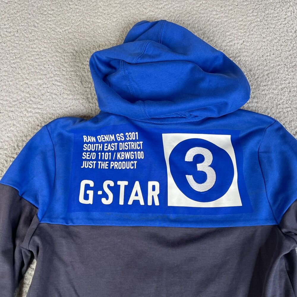 G-Star Raw Sweatshirt Women S Blue Hoodie Full Zip Streetwear Skater Y2K Sweater